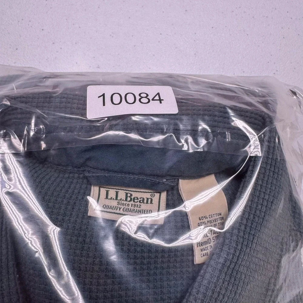 LL Bean Shirt Jacket Mens XL Tall‎ Blue Waffle Knit Snap Front Thermal 518840